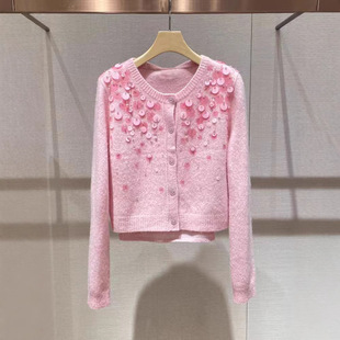 外搭毛衣开衫上衣2025秋冬季新款粉色miu系千金针织衫女吊带两件