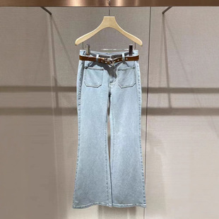 牛仔喇叭裤女2025春秋新款百搭显瘦高腰微喇长裤子梨型身材小个子