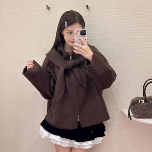 超好看的毛呢外套女款2025冬季新款韩版设计感宽松双面呢大衣短款
