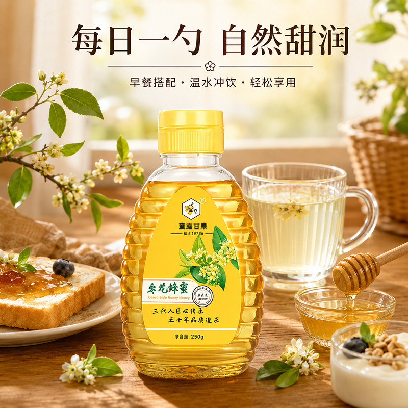 蜜露甘泉枣花蜂蜜250g花香清雅甜润自然农家自产枣花蜜便携挤压瓶