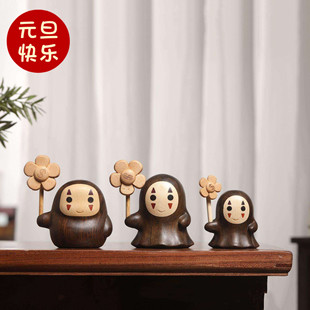 高档实木无脸男摆件有钱花可爱创意千与千寻Q版 饰朋友礼物 桌面装