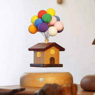磁悬浮飞屋环游记热气球房子摆件小夜灯实木质创意治愈系高级礼物