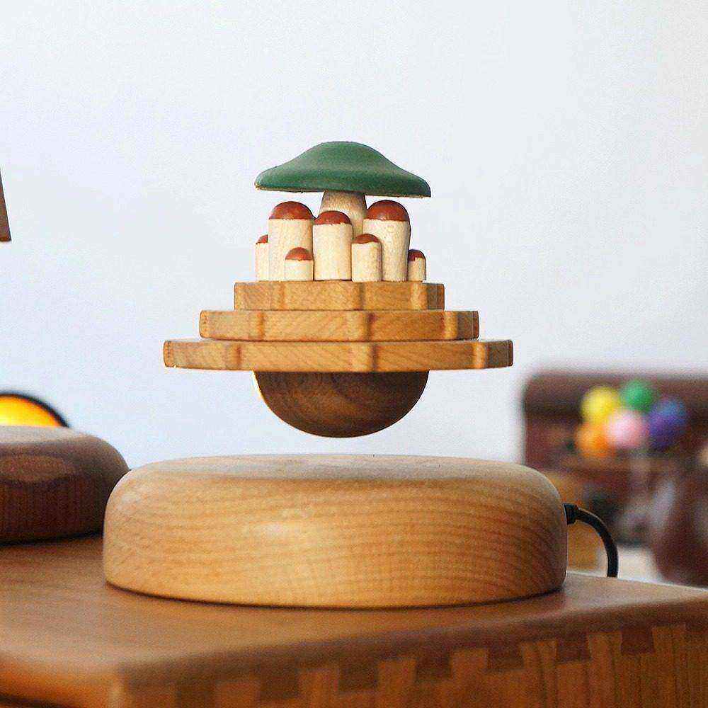 会飞的天空之城磁悬浮动态桌面摆件旋转实木质创意高级办公室礼物