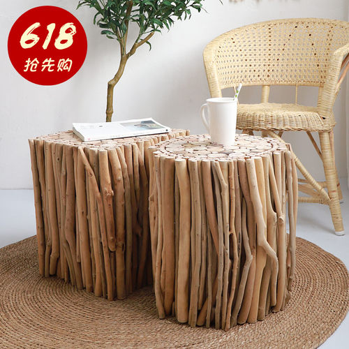 原木茶几实木边几ins风民宿沙发角几简约复古侘寂风创意床头柜桌