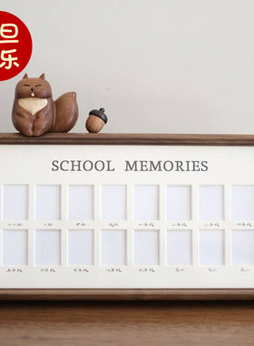 小松鼠儿童成长相框高级黑胡桃木送小朋友幼儿园周岁儿童纪念礼物