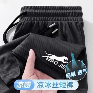 大码 冰丝网眼短裤 五分裤 青少年韩版 子 潮流速干运动休闲沙滩裤 夏季