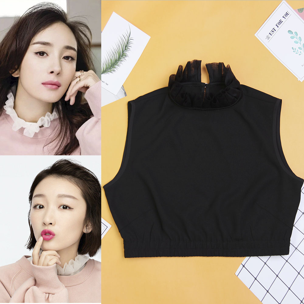 网纱百搭风防走位马甲款假领子