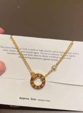 钛钢love圆饼项链不掉色