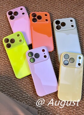 AUGUST高级感清透玻璃星宇橙色适用iPhone17pro手机壳苹果17promax电镀壳16pro新款15全包16pro防摔保护套14