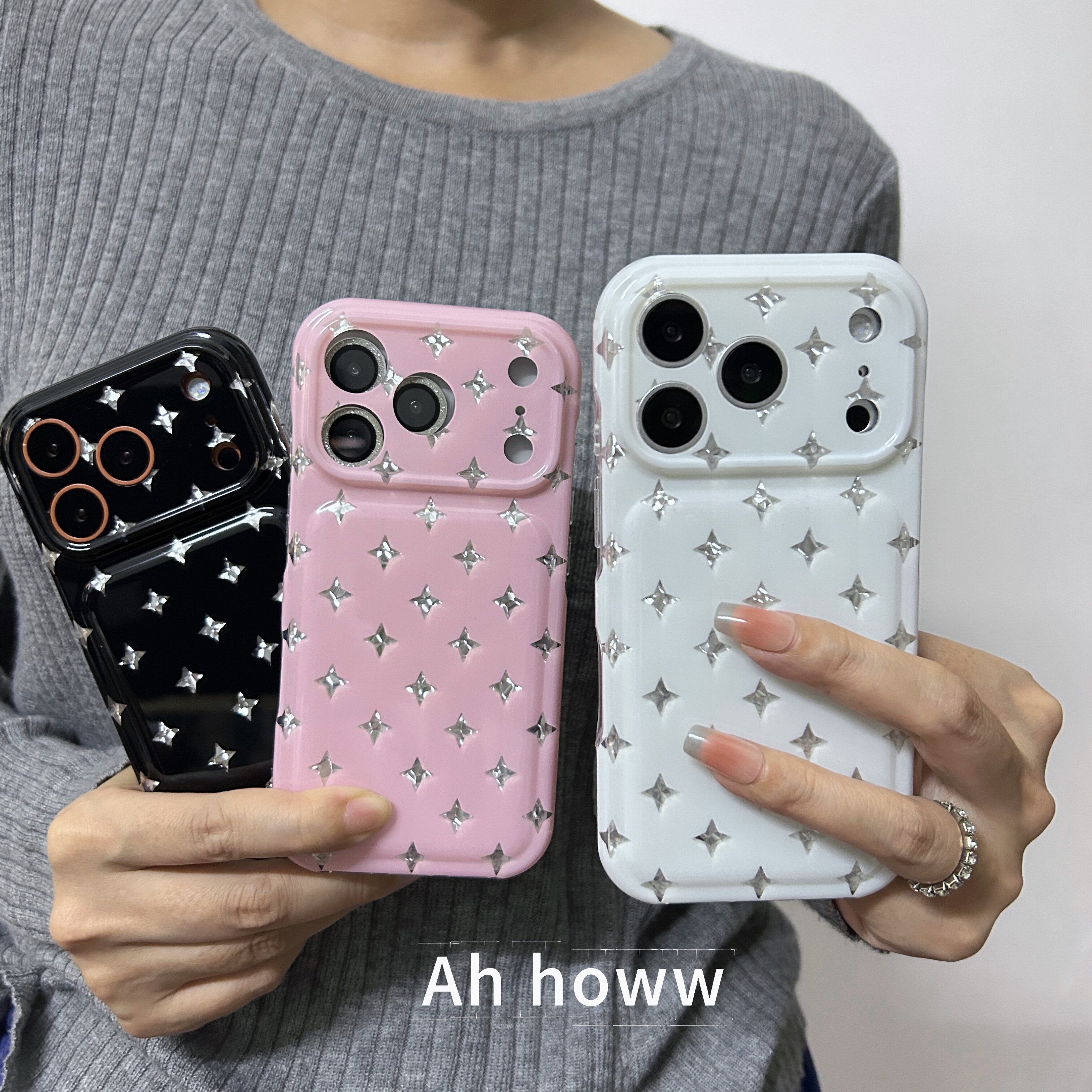 韩风菱格星星碎钻iPhone17防摔壳