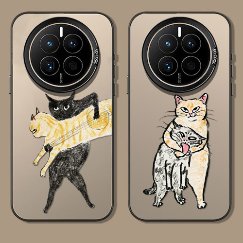 锁喉猫咪抽象古怪涂鸦情侣手机壳