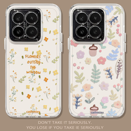 ins小碎花适用小米17promax手机壳note14透明15新款13红米k90k80k70至尊60k50k40/turbo5/4春天civi3/12s女11