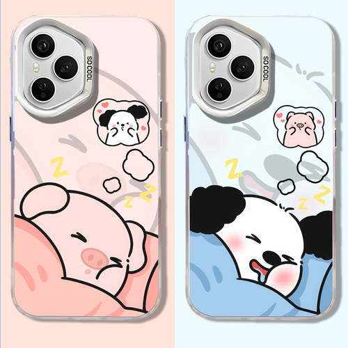 睡觉情侣小猪狗狗秋冬手机壳