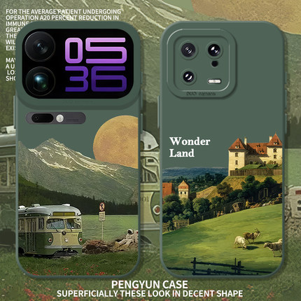 城堡火车适用小米17promax手机壳note14油画15风景13红米k90k80k70至尊k60k50k40/turbo5/4civi3/12s小清新11