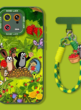 夏日森林适用小米15ultra手机壳红米k80鼹鼠14pro情侣12s可爱13挂绳k70e/60k50k40/civi3/11/note17/9/turbo4