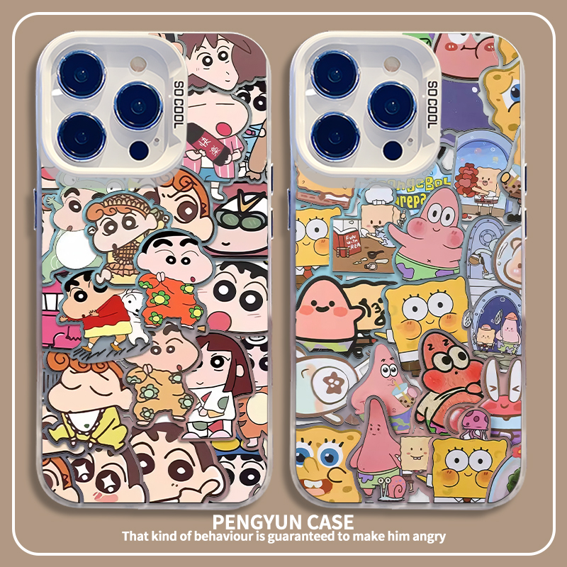 满屏卡通蜡笔小新海绵宝宝手机壳