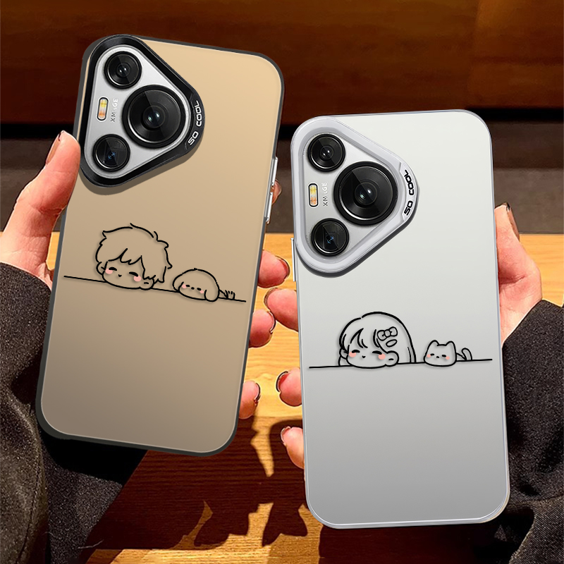 ins简约线条男女情侣手机壳