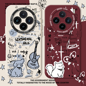 涂鸦吉他适用vivox200pro手机壳x300情侣s猫咪小狗s20蝴蝶s19s18新款 x90高级感x80x70x60潮牌s17软s16s15超火