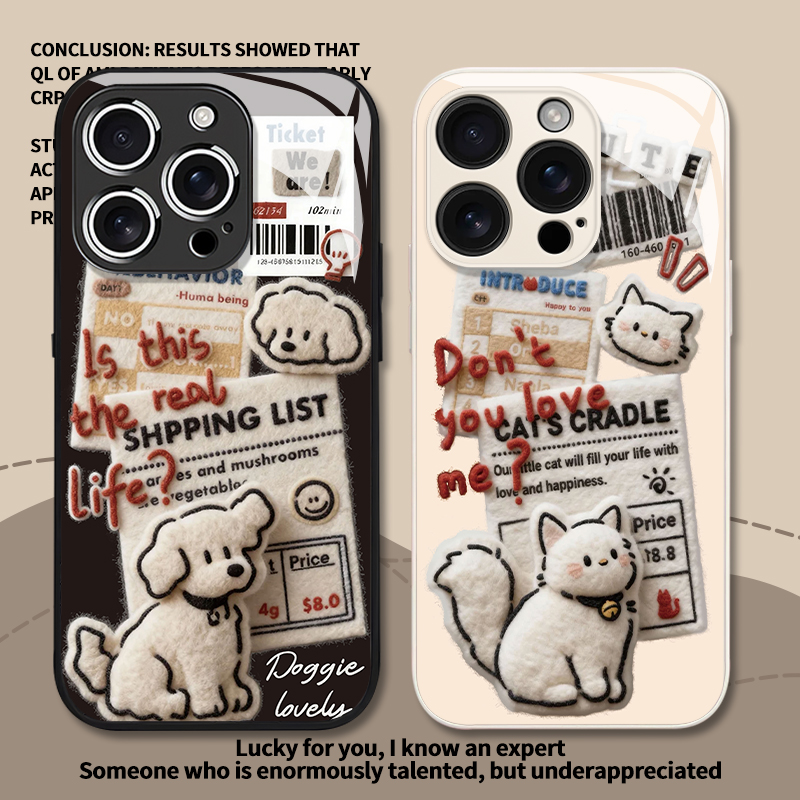 报纸毛绒小狗猫咪秋冬情侣手机壳