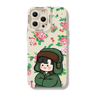 东北大花手机壳适用苹果15promax情侣iPhone14新年喜庆13花棉袄12mini军大衣11布18新款8plus高级感7马年红色