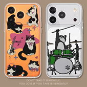 音乐猫咪适用苹果17手机壳透明iPhone16promax新款 15涂鸦13摇滚14朋克风11搞怪12mini趣味xr个性 8plus7硅胶xs