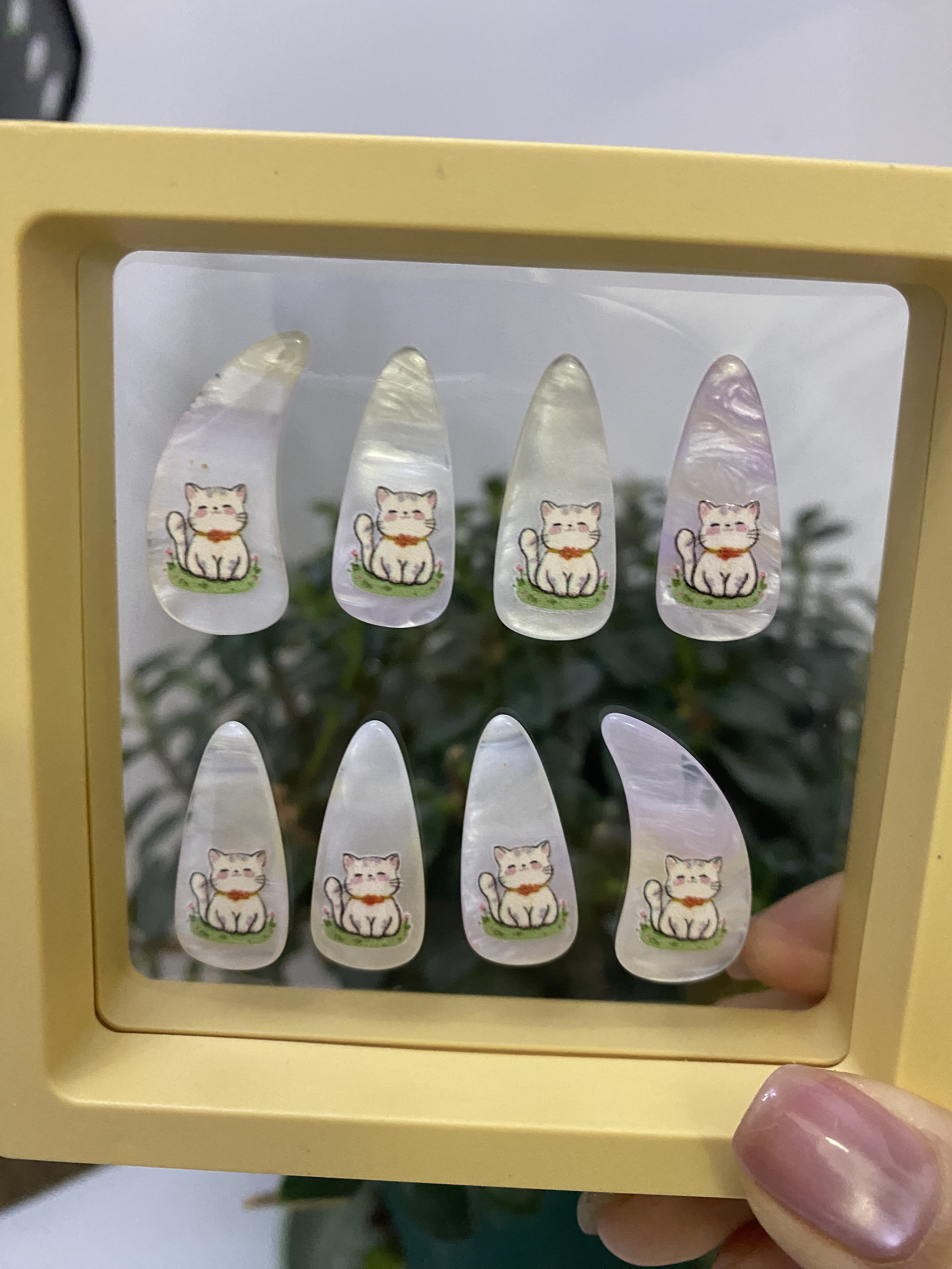 卡通古筝指甲成人儿童双面弧猫咪指甲初学考级流行曲通用古筝指甲