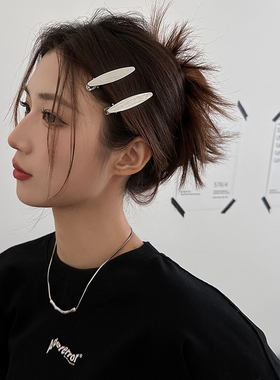 韩国金属纹理一字夹发夹女夏前额编发夹侧边刘海碎发夹鸭嘴夹发饰