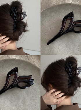 郁金香花朵抓夹女高级气质发量多夹子头饰大号鲨鱼夹高端精致发夹