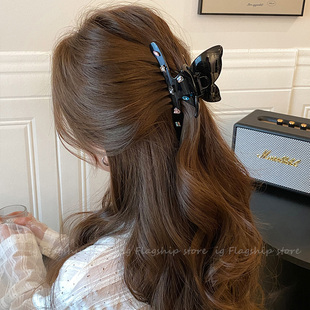 设计师款宝石蝴蝶发夹女高级感轻奢小众抓夹简约超大号多发量头夹