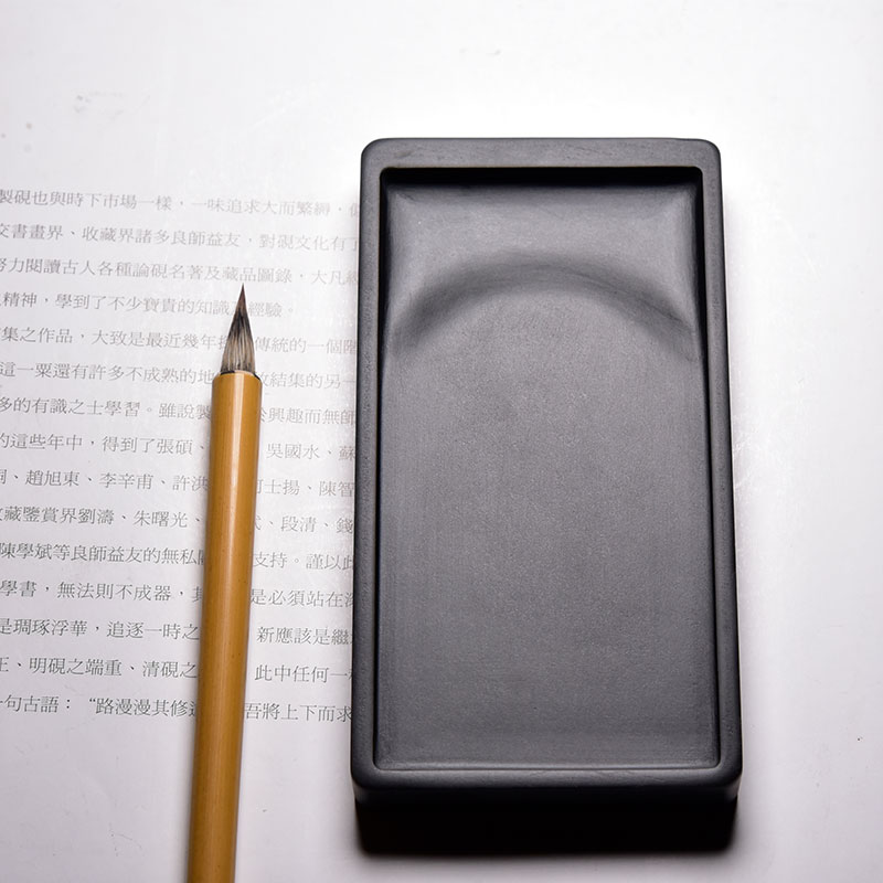 中国名砚《长方素池》天然原石高档礼品歙砚端砚中小楷书法国画毛笔练习磨墨文房四宝砚台