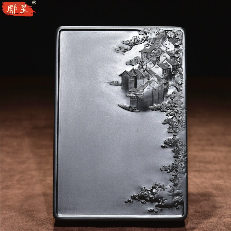 歙砚工艺品砚台 山水系列原石雕刻 精工雕刻砚台文房四宝收藏送礼佳品