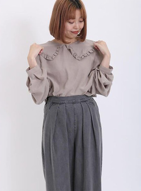 日单S家娃娃领长袖衬衫春秋新款sm2森系宽松显瘦减龄百搭套头衬衣