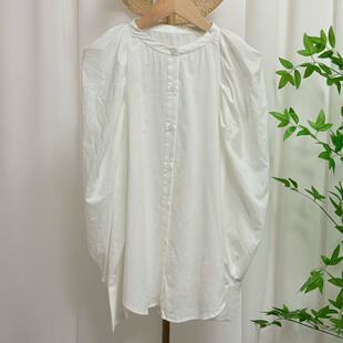 圆领气质简约单排扣全棉长袖 泡泡袖 衬衣 法式 精品日单贵牌女士秋季