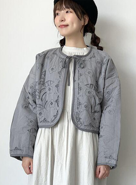 25日单森系镂空刺绣宽松全棉小个子显瘦棉衣S家森女刺绣外套画册