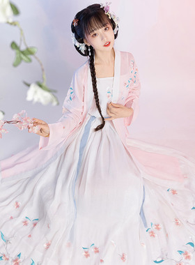 晏曦楼桃源原创汉服女褙子宋制三件套褙子齐腰襦裙日常汉服女春夏