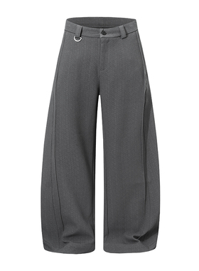 美式复古慵懒风简约阔腿弯刀西裤男女宽松百搭显瘦cleanfit休闲裤