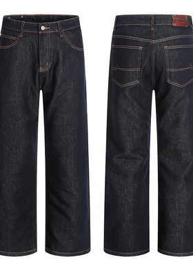 美式复古高级感cleanfit深蓝色牛仔裤男女秋季宽松休闲百搭直筒裤