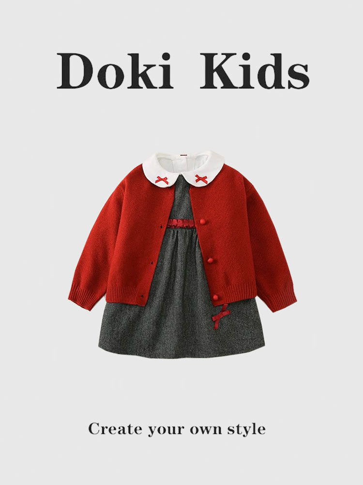DOKI KIDS 여자  정장 가을 2024 새로운 스타일의 유행 드레스 한 살짜리 드레스 공주님 드레스