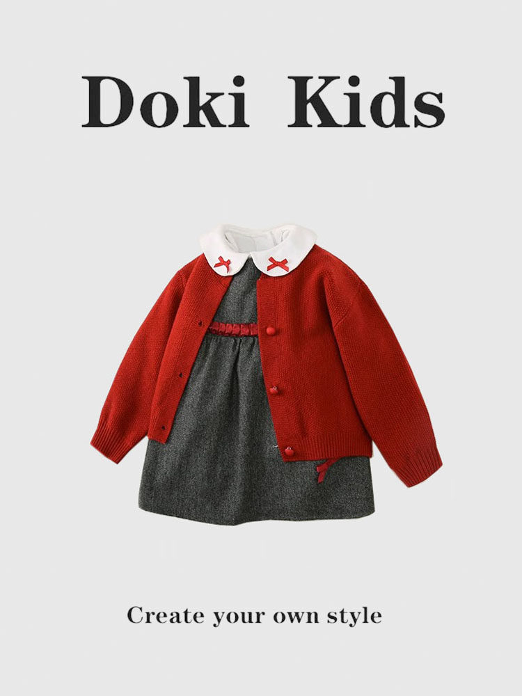 DOKI KIDS 여자 정장 가을 2024 새로운 스타일의 유행 드레스 한 살짜리 드레스 공주님 드레스