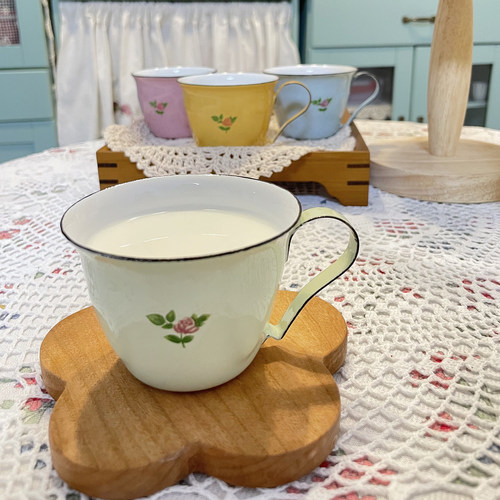 欧洲复古乡村搪瓷可爱茶杯小水杯