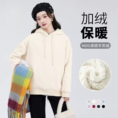 冬上新！S~2XL码 ZWS家女士冬季纯色外套加绒加厚羊羔绒连帽外套