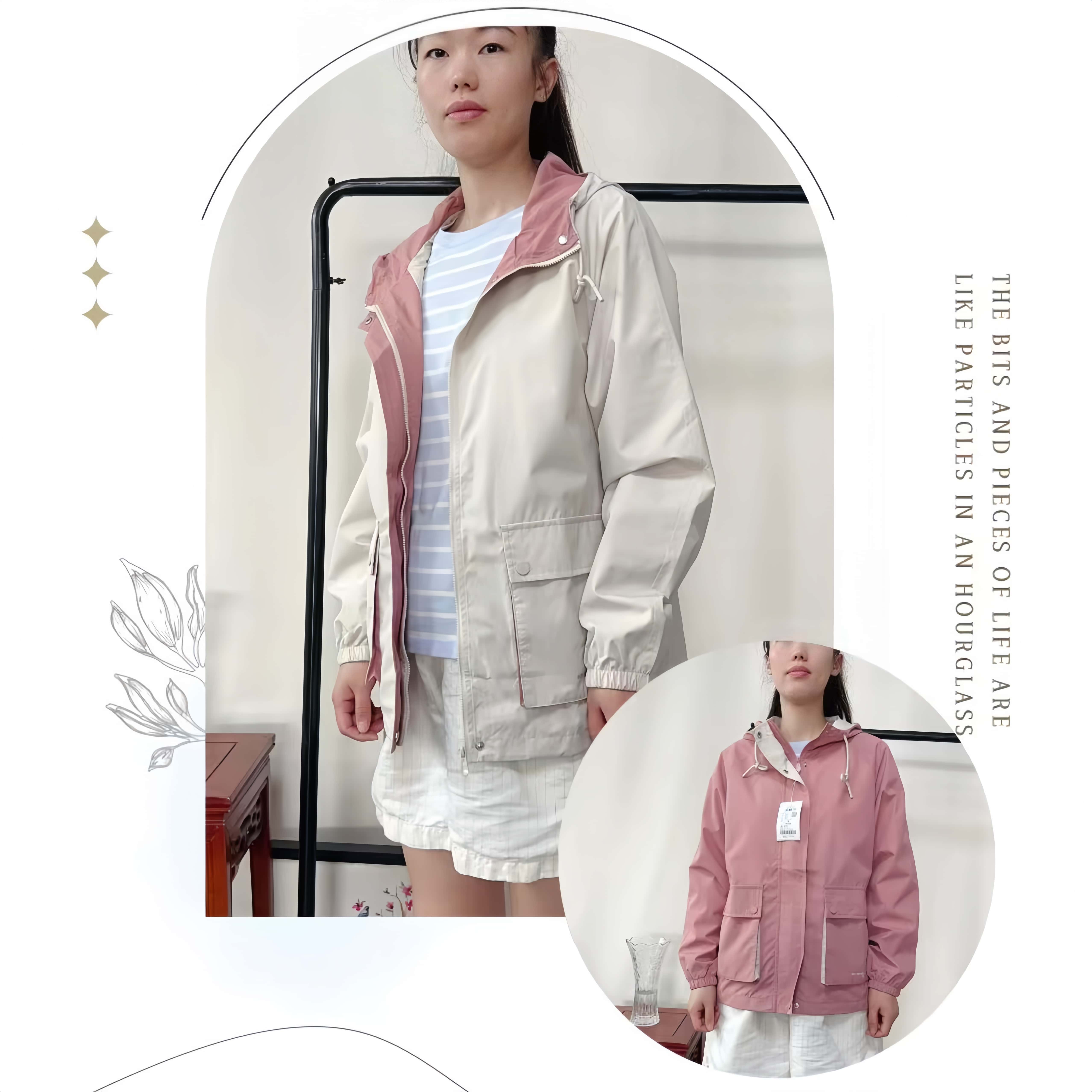 秋上新!意家女装春秋连帽中长休闲梭织风衣外套