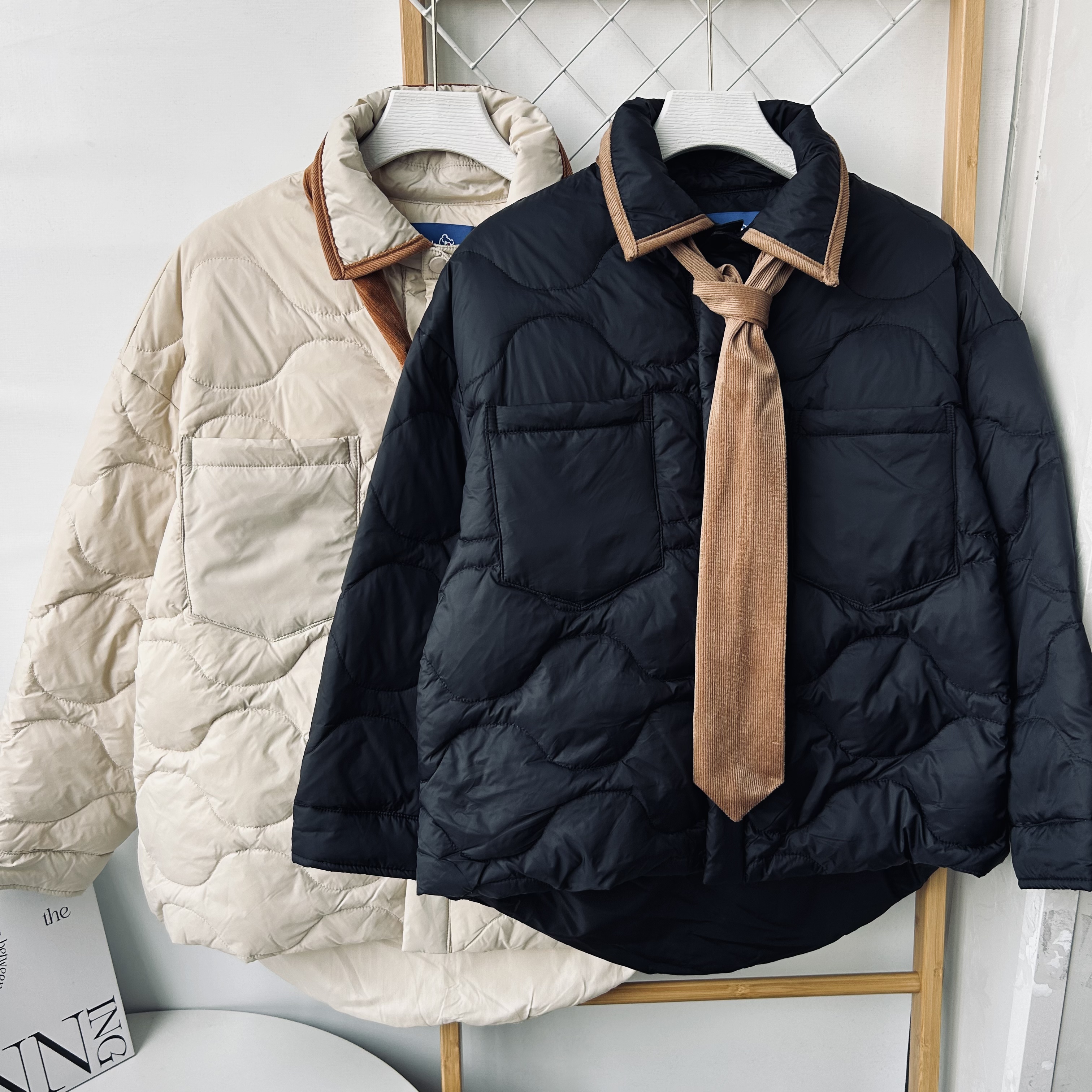 120-170码 TDX家冬季小熊定制款领带羽绒服外套宽松轻薄保暖百搭