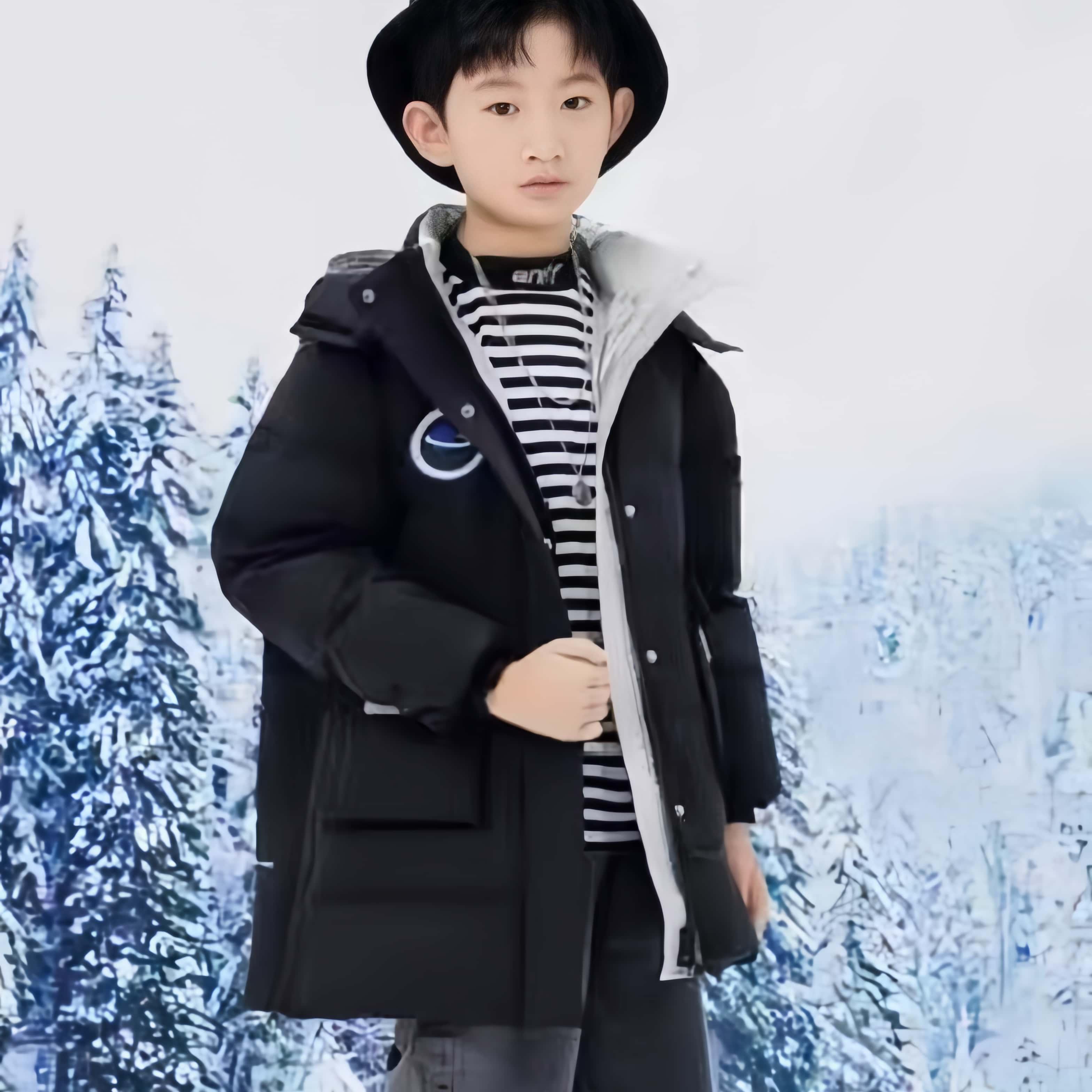 冬上新！160-170码男女童秋冬中大童加厚保暖连帽中长羽绒服