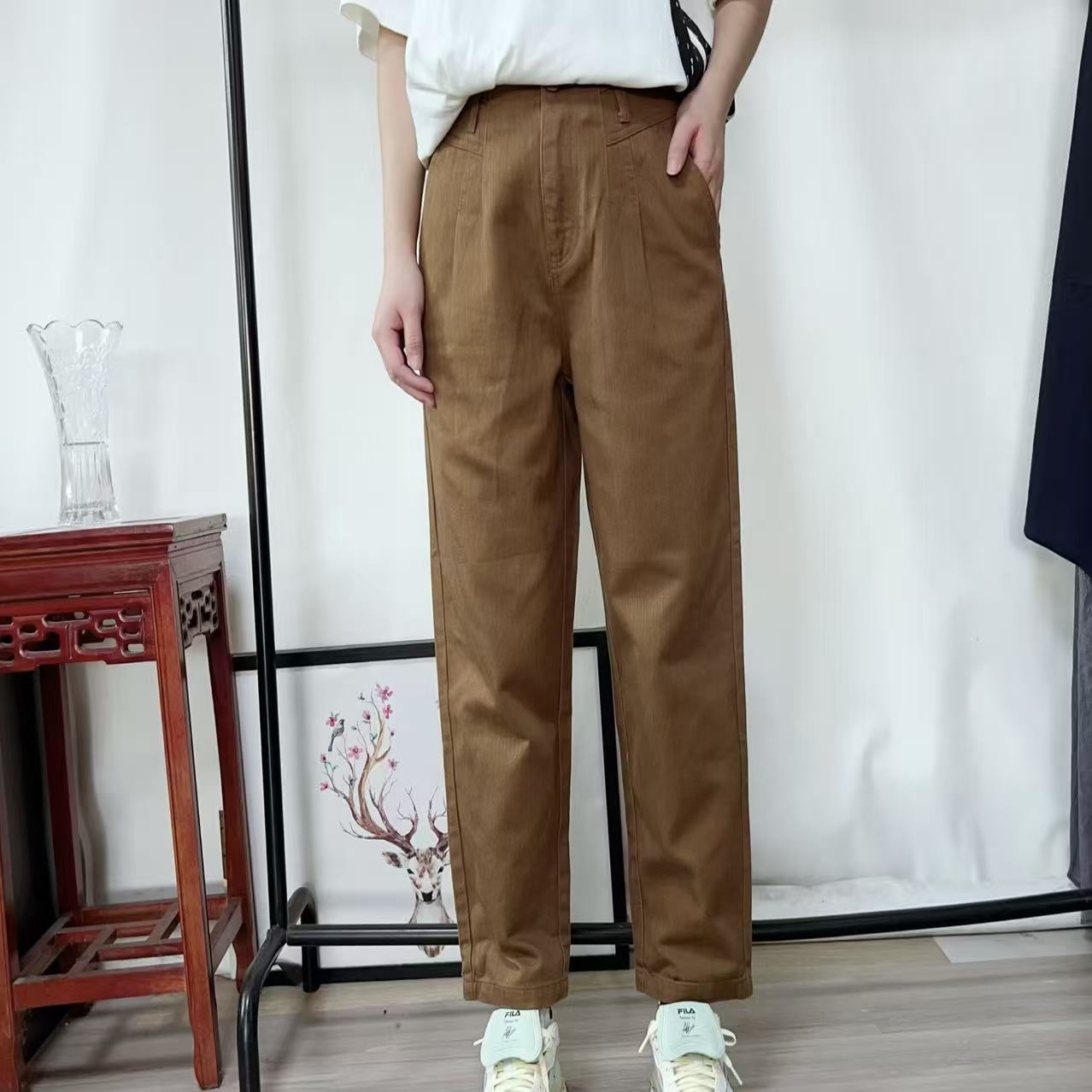 秋上新！美帮女裤春秋时尚高腰锥形长裤