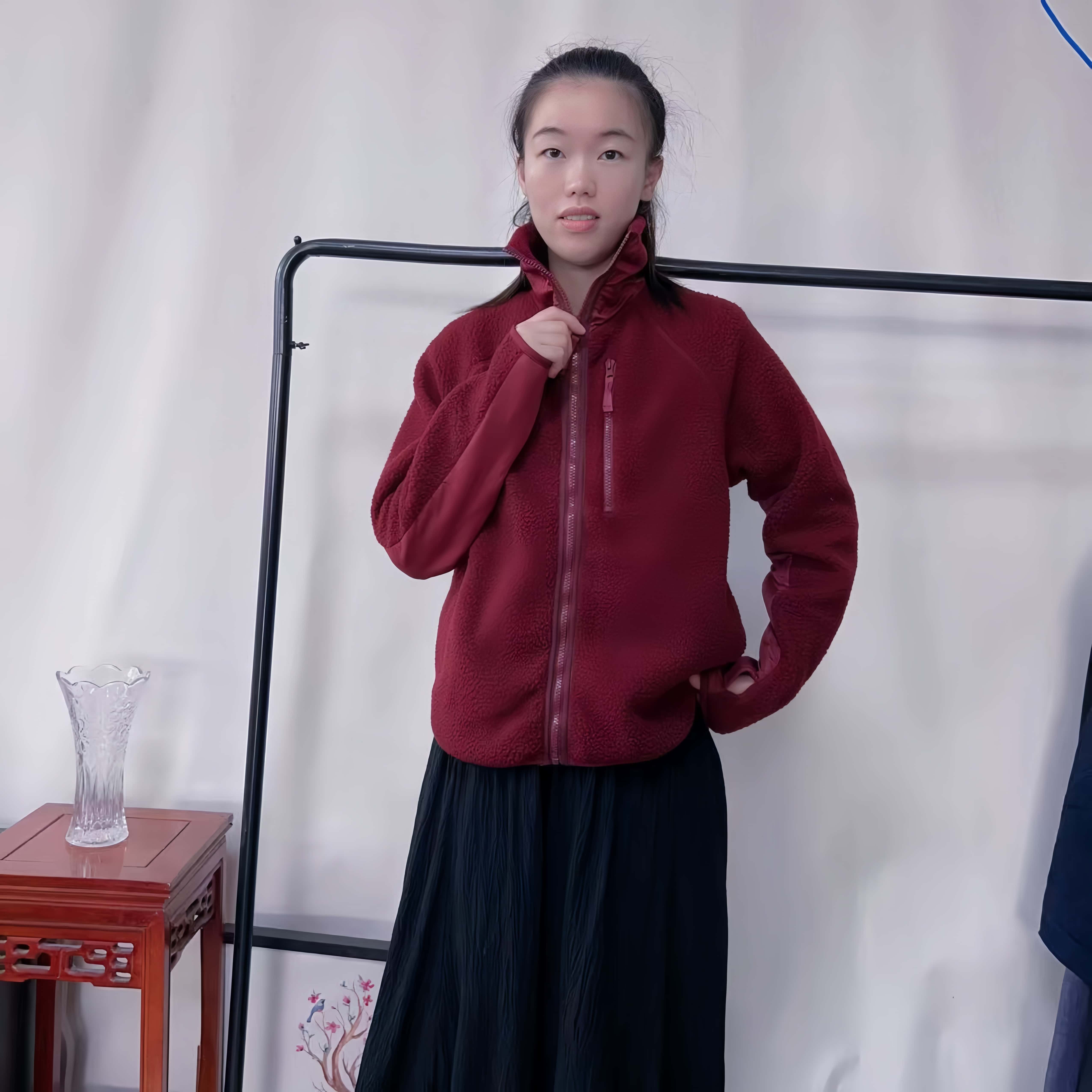 秋冬上新!外贸单女装秋冬立领休闲拼接羊羔绒外套