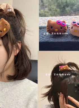 美少女壮士原创 Hey！我头上有个戴墨镜的kitty 可爱卡通KT猫发夹