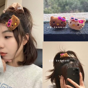 美少女壮士原创 Hey！我头上有个戴墨镜的kitty 可爱卡通KT猫发夹