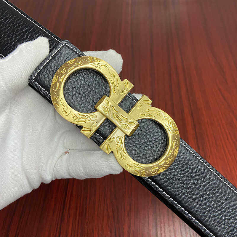 真皮男士8字纯铜皮带扣头平滑扣男休闲百搭年轻头层牛皮裤腰带