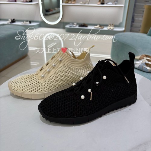 蹀愫2025春季女鞋针织镂空休闲鞋